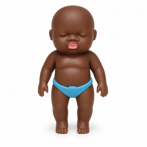 Black Natasha Baby Doll — Soft TPR Squishy Stress-Relief Toy