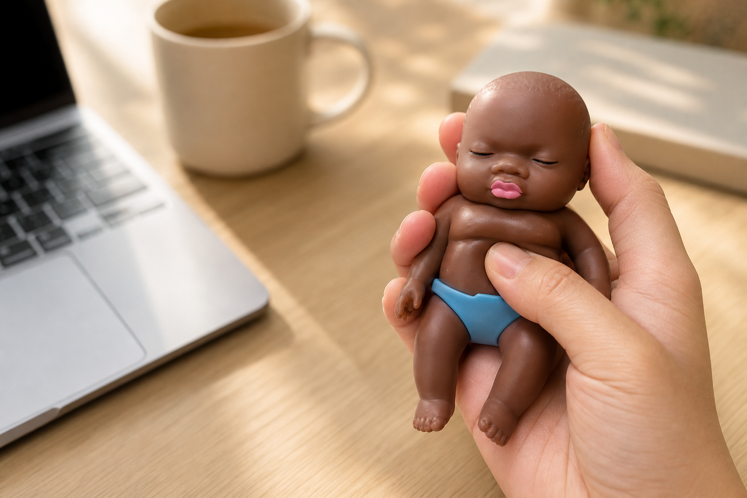 Black Natasha Baby Doll — Soft TPR Squishy Stress-Relief Toy