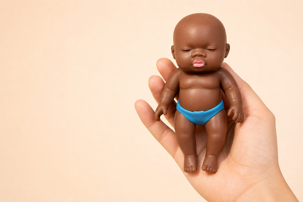 Black Natasha Baby Doll — Soft TPR Squishy Stress-Relief Toy